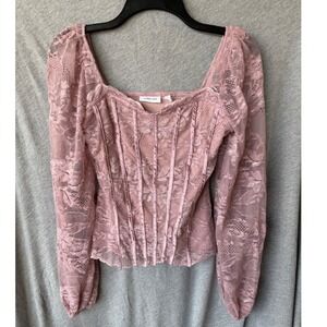 Willow + Root Corset Top Pink Lace Coquette Romantic Fairycore Festival Boho XS